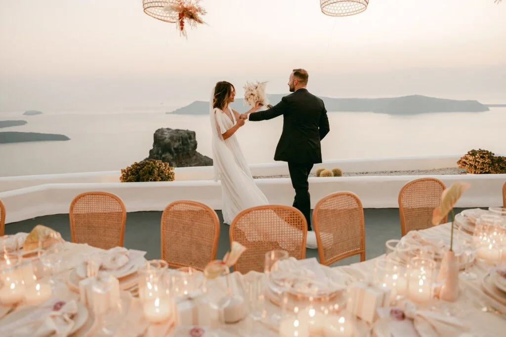 Alessandra e Francesco wedding at Andromeda & 5 Senses Restaurant, Santorini