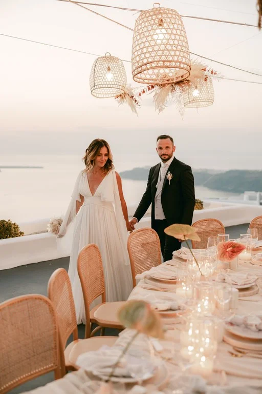 Alessandra e Francesco wedding at Andromeda & 5 Senses Restaurant, Santorini