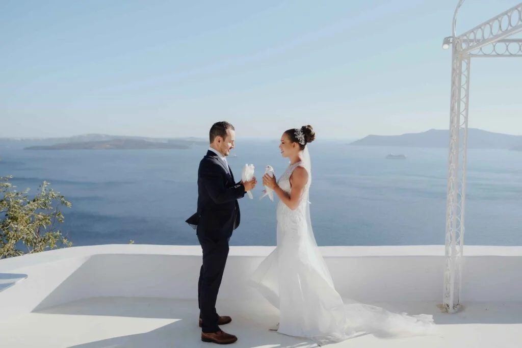 Janni & Sebastian wedding at Diamond Rock Venue, Santorini