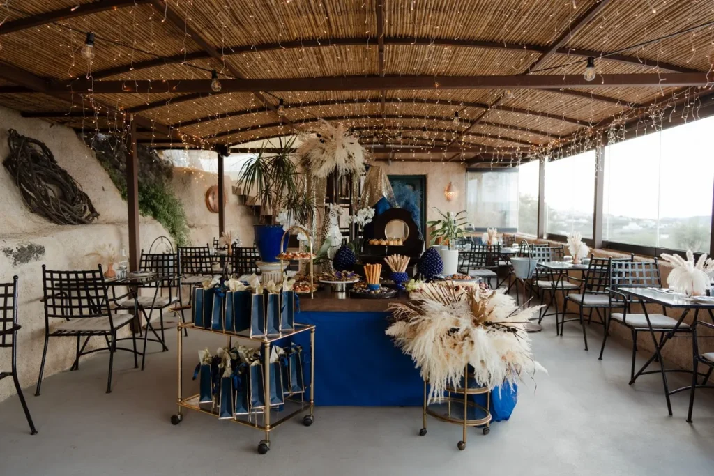 A Golden Evening in Blue wedding at Madame Sousou, Santorini