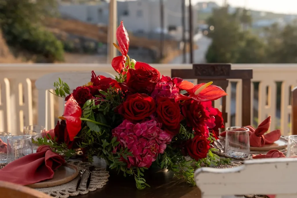 Arun’s Surprise Anniversary wedding at Madame Sousou, Santorini