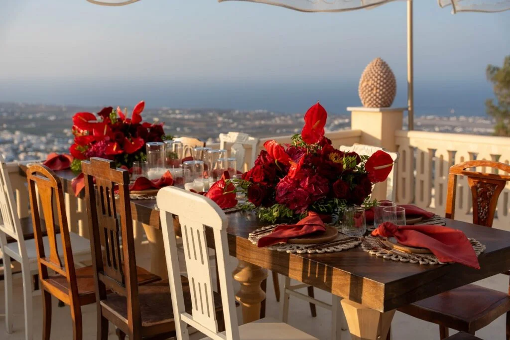 Arun’s Surprise Anniversary wedding at Madame Sousou, Santorini