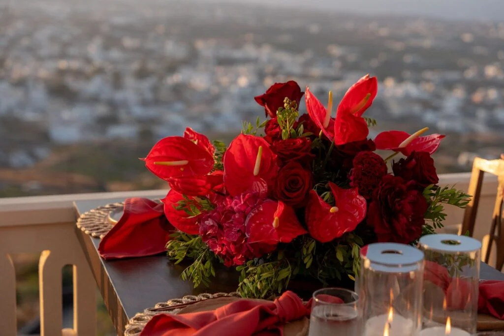 Arun’s Surprise Anniversary wedding at Madame Sousou, Santorini
