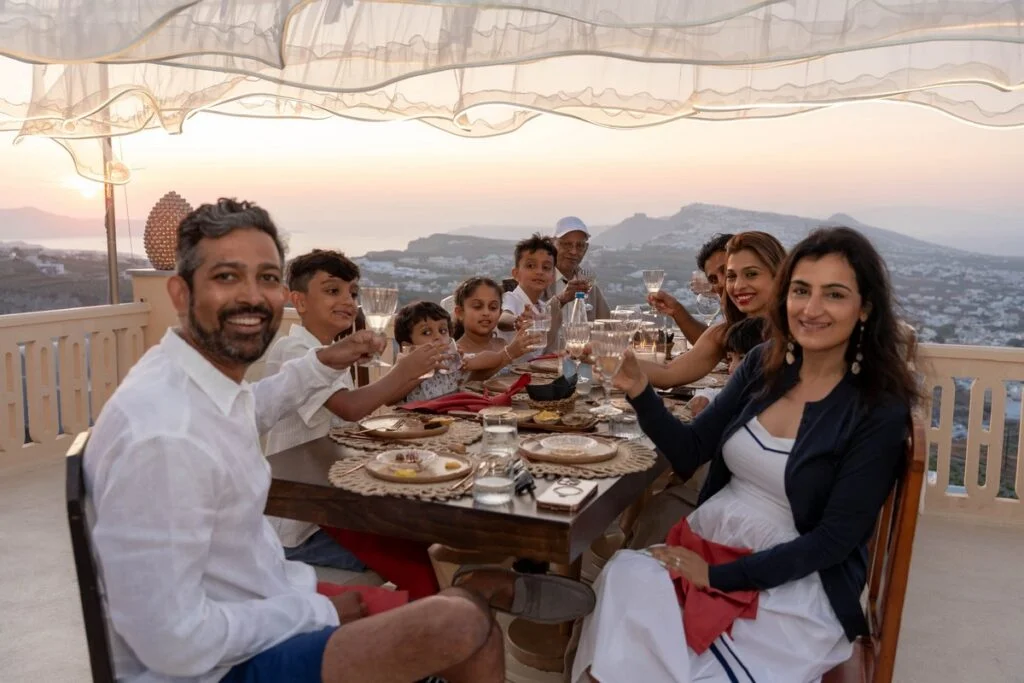 Arun’s Surprise Anniversary wedding at Madame Sousou, Santorini