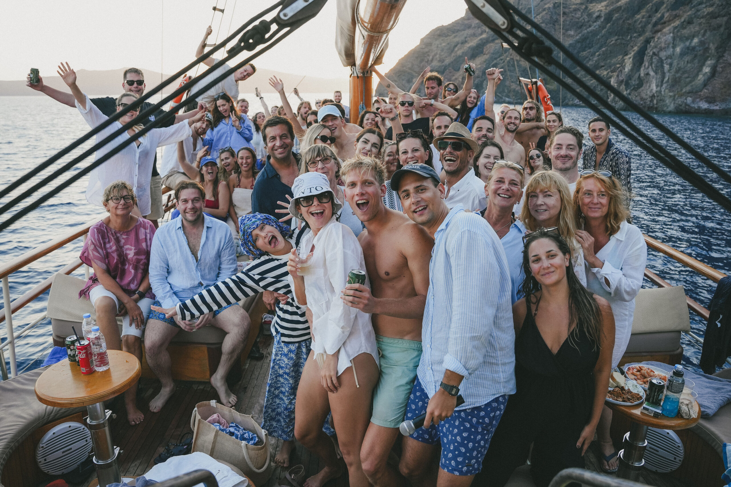 A multi-day wedding celebration in Santorini