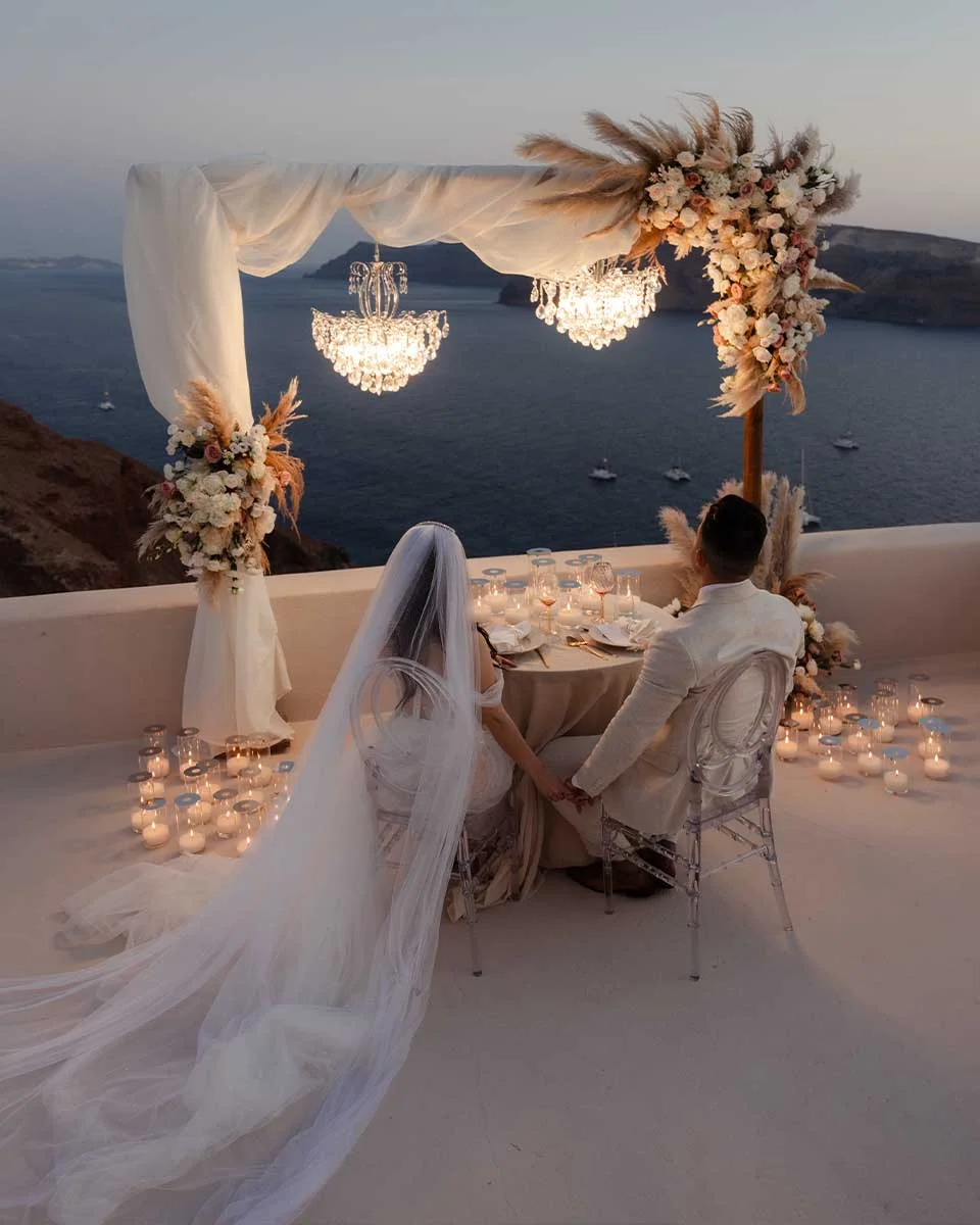 A wedding venue above the caldera in Santorini
