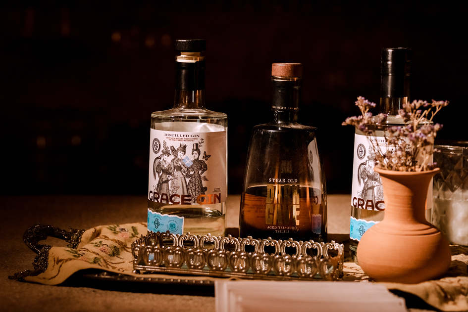 A tasting flight set out at Madame Sousou