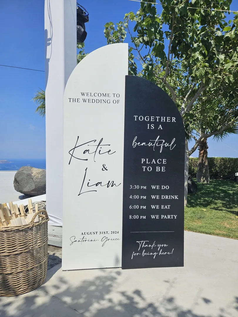 Santorini wedding décor and rentals