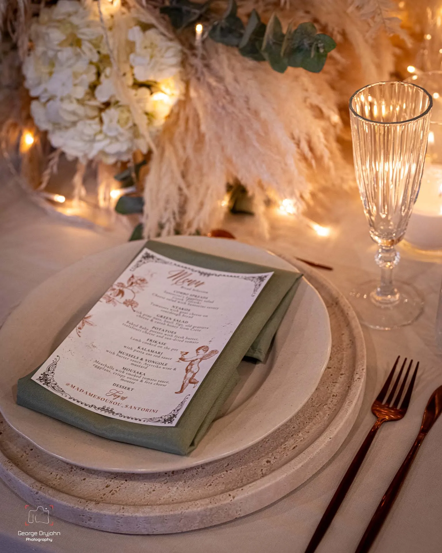 Santorini wedding décor and rentals