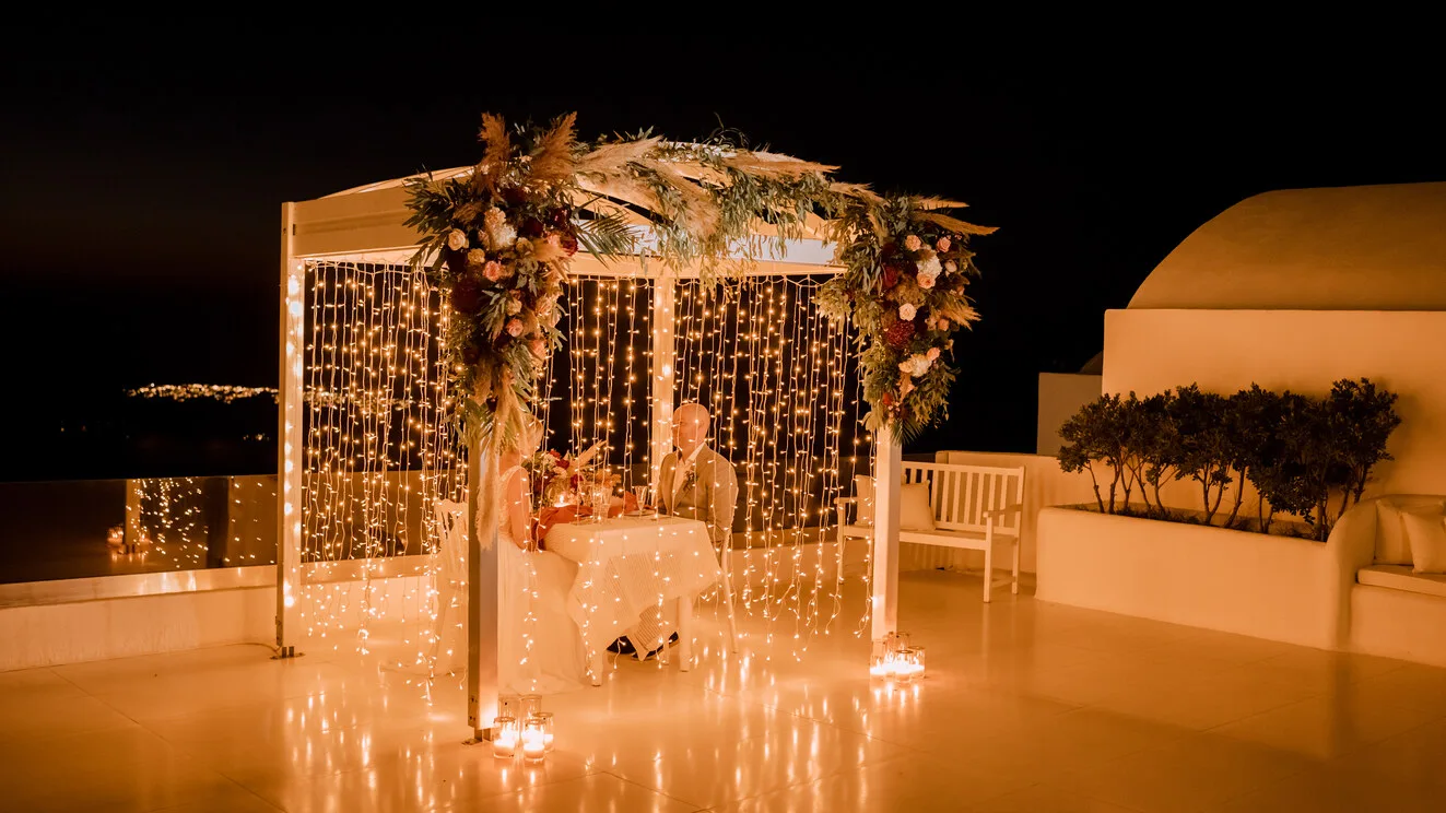 Santorini wedding décor and rentals